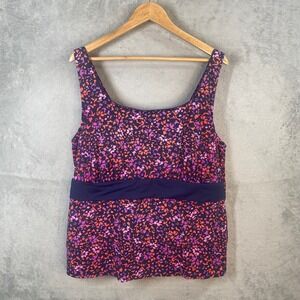 Lands' End Tankini Top Floral Women 22W Swimwear Beach Vacation Plus Size